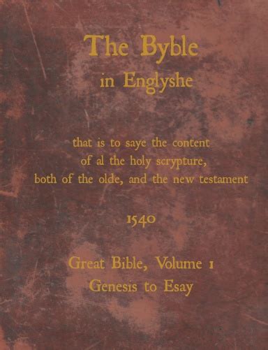 The second edition (<b>1540</b>) included a Preface written by the Archbishop of Canterbury, Thomas Cranmer, and so was sometimes called "Cranmer's <b>Bible</b>. . The great bible 1540